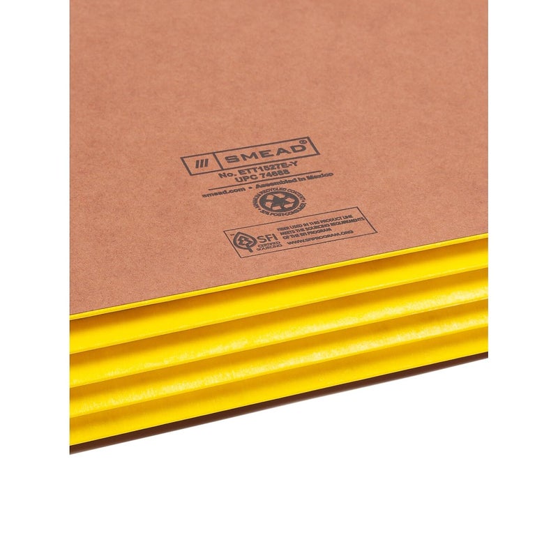 Smead End Tab Pocket, Reinforced Straight-Cut Tab, 3-1/2" Expansion, Extra Wide Legal Size, Redrope with Yellow Gusset, 10 per Box (74688) - Image 5